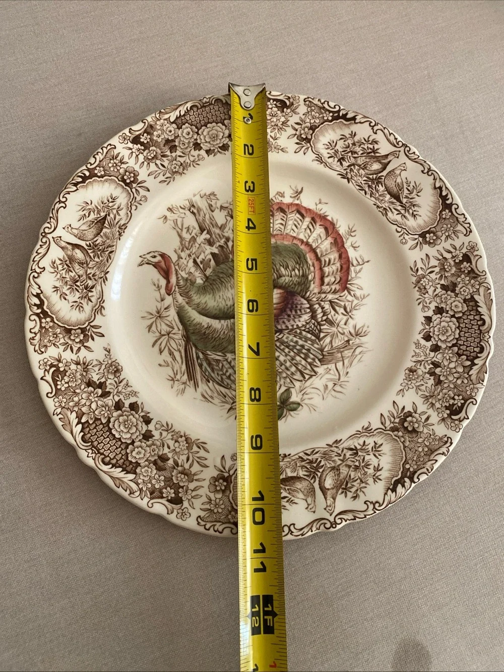 Set Of 4 Johnson Brothers  Wild Turkeys Brown Native American Thanksgiving 10.5”